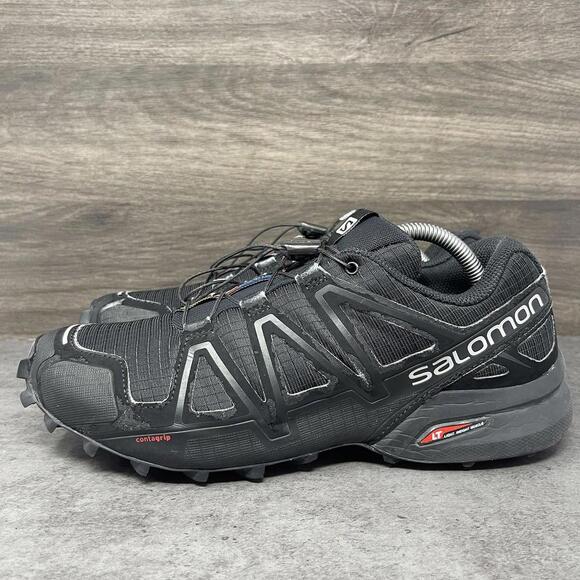 Salomon Speedcross 4 Trail Running Shoes Mens Size 9 Black Sneakers
